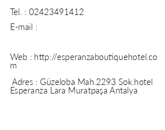 Esperanza Boutique Hotel iletiim bilgileri